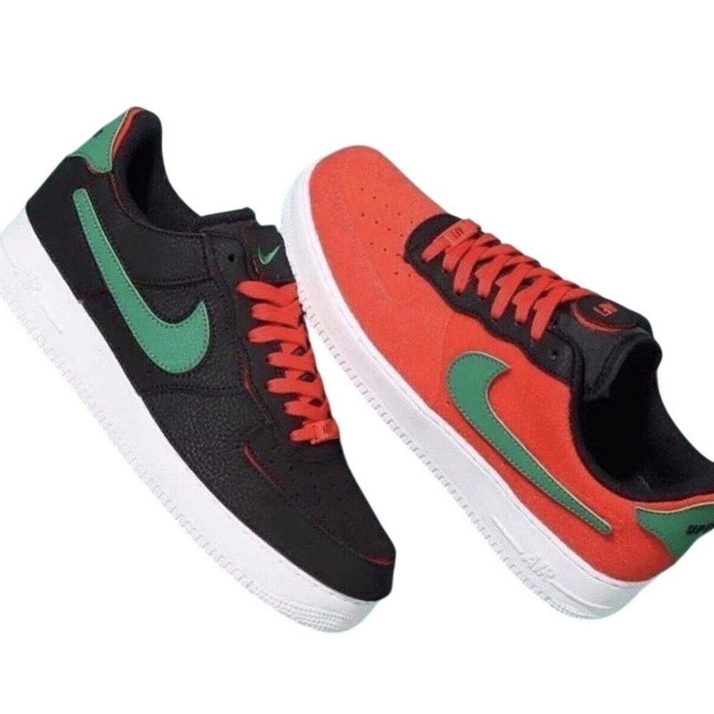 Nike Air Force 1/1 SZ 10.5 Black Chile Red Pine Green DD2429-001 Men's Sneakers